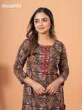 Cotton readymade kurti black with kalamkari prints & embriodery sequin work neck pattern and without pant
