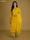 Yellow Mul Chanderi With Beaded Work Anarkali Suit