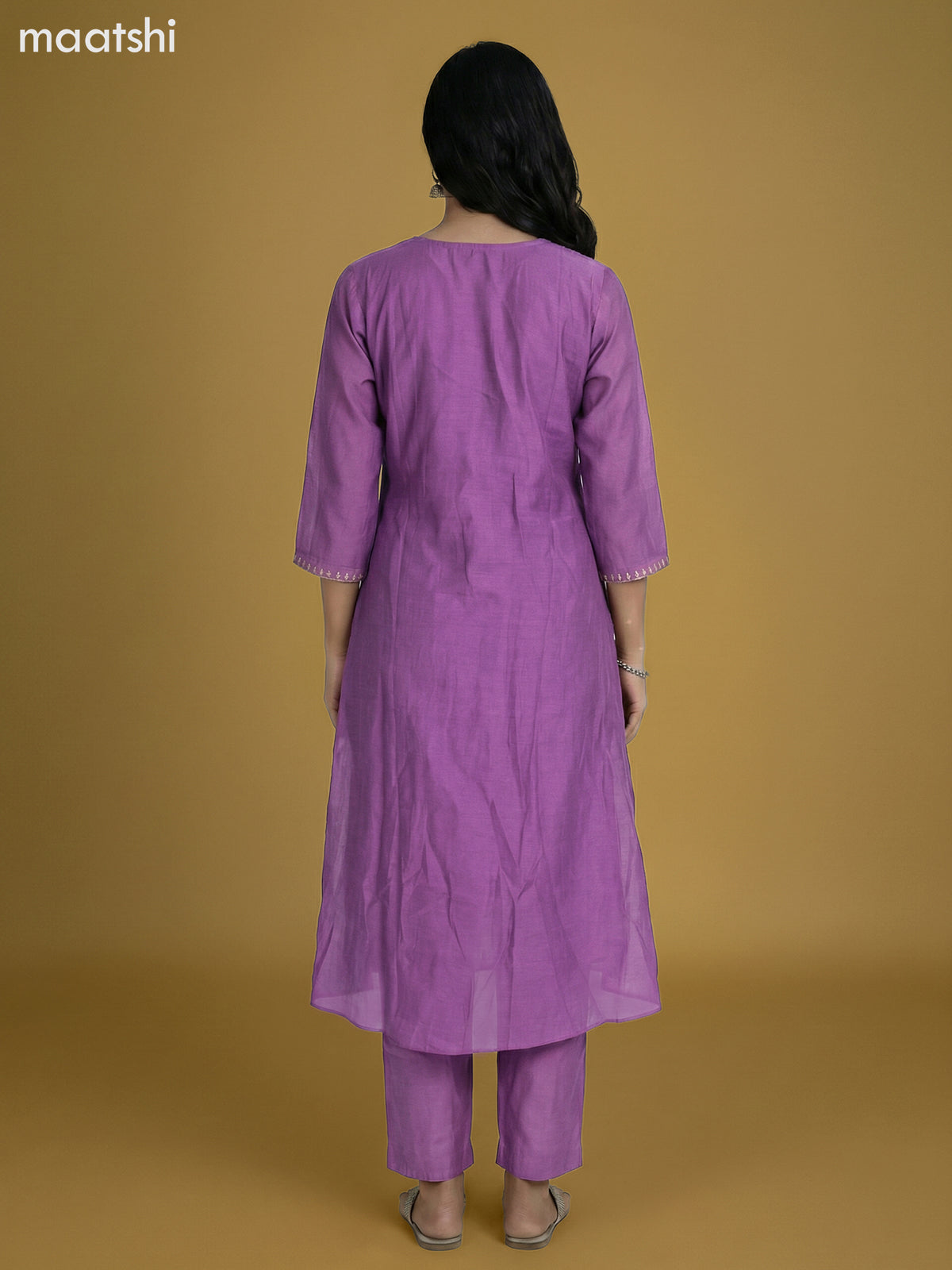 Lavender Mul Chanderi With Beaded Work Anarkali Suit