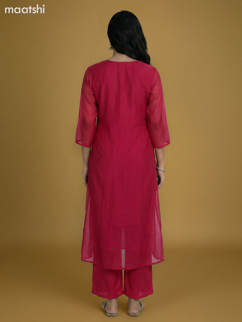 Pink Mul Chanderi With Beaded Work Anarkali Suit