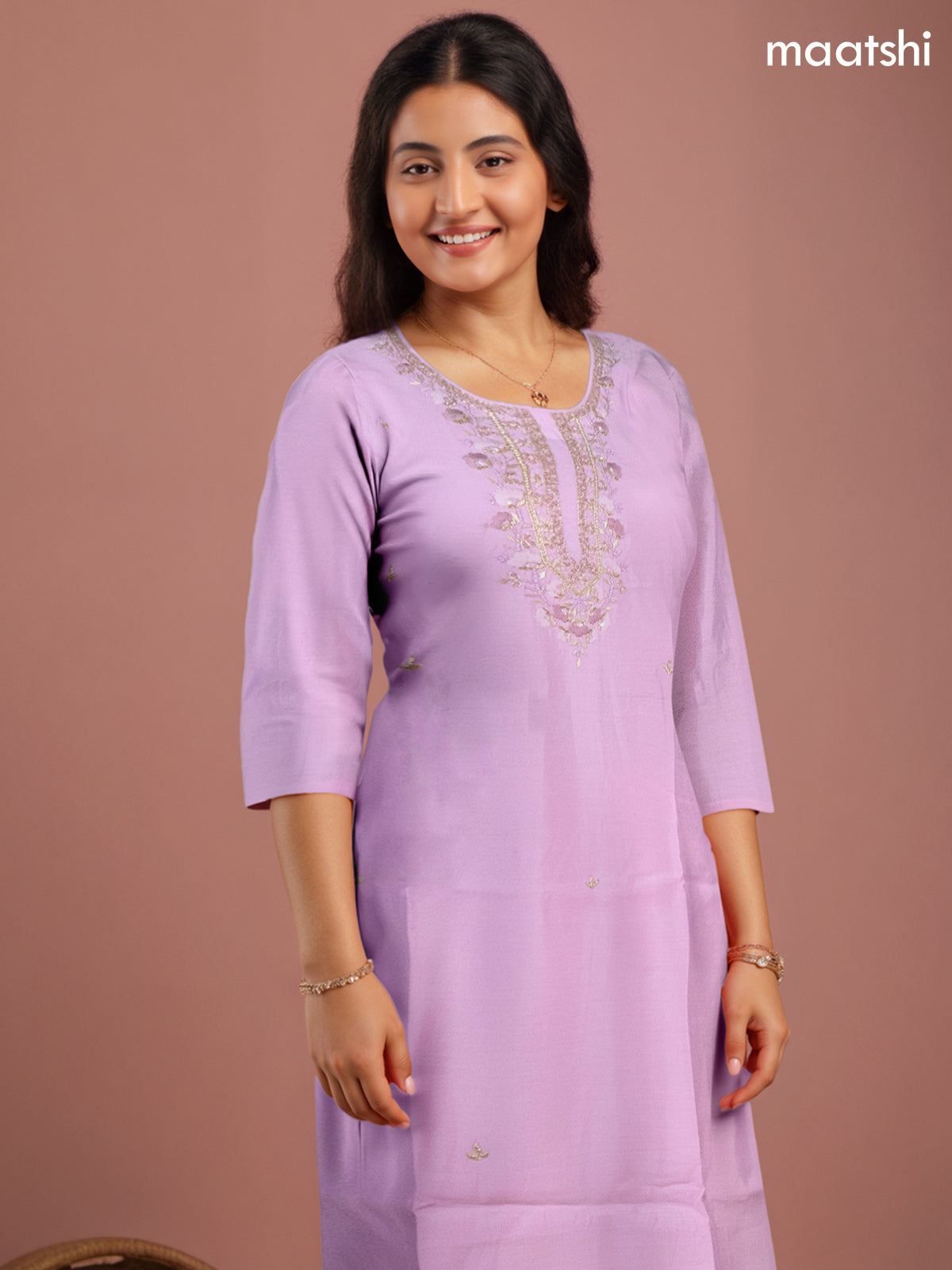 Festive wear salwar suit lotus pink with zardosi work neck pattern and straight cut pant & organza dupatta