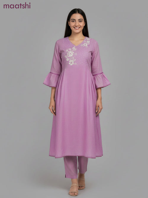 Anarkali salwar suit mauve pink with beaded sequin work v neck pattern and straight cut pant & dupatta