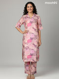 Peach Shade Rayon Floral Printed Kurti Set