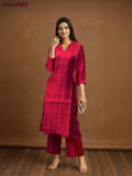 Rayon co-ord set red with collar neck pattern and straight cut pant