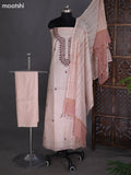 Mild Peach Chanderi Dress Material With Embroidery Work Neck Pattern
