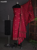 Maroon and Black Chanderi Dress Material With Buttas & Kantha Stich Work Pattern