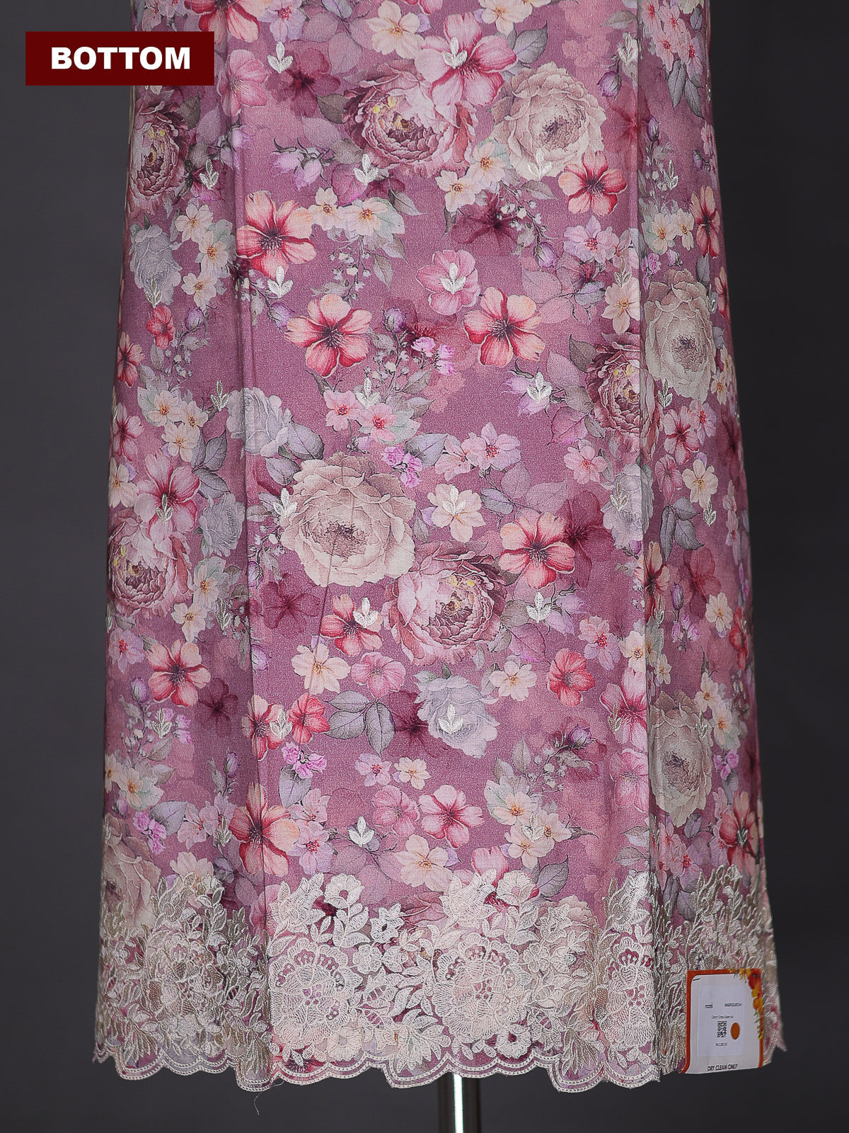 Pastel Pink Cotton Dress Material With Allover Floral Prints & Embroidery Work Border