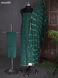 Green Cotton Dress Material With Thread Buttas & Kantha Stich Work Pattern