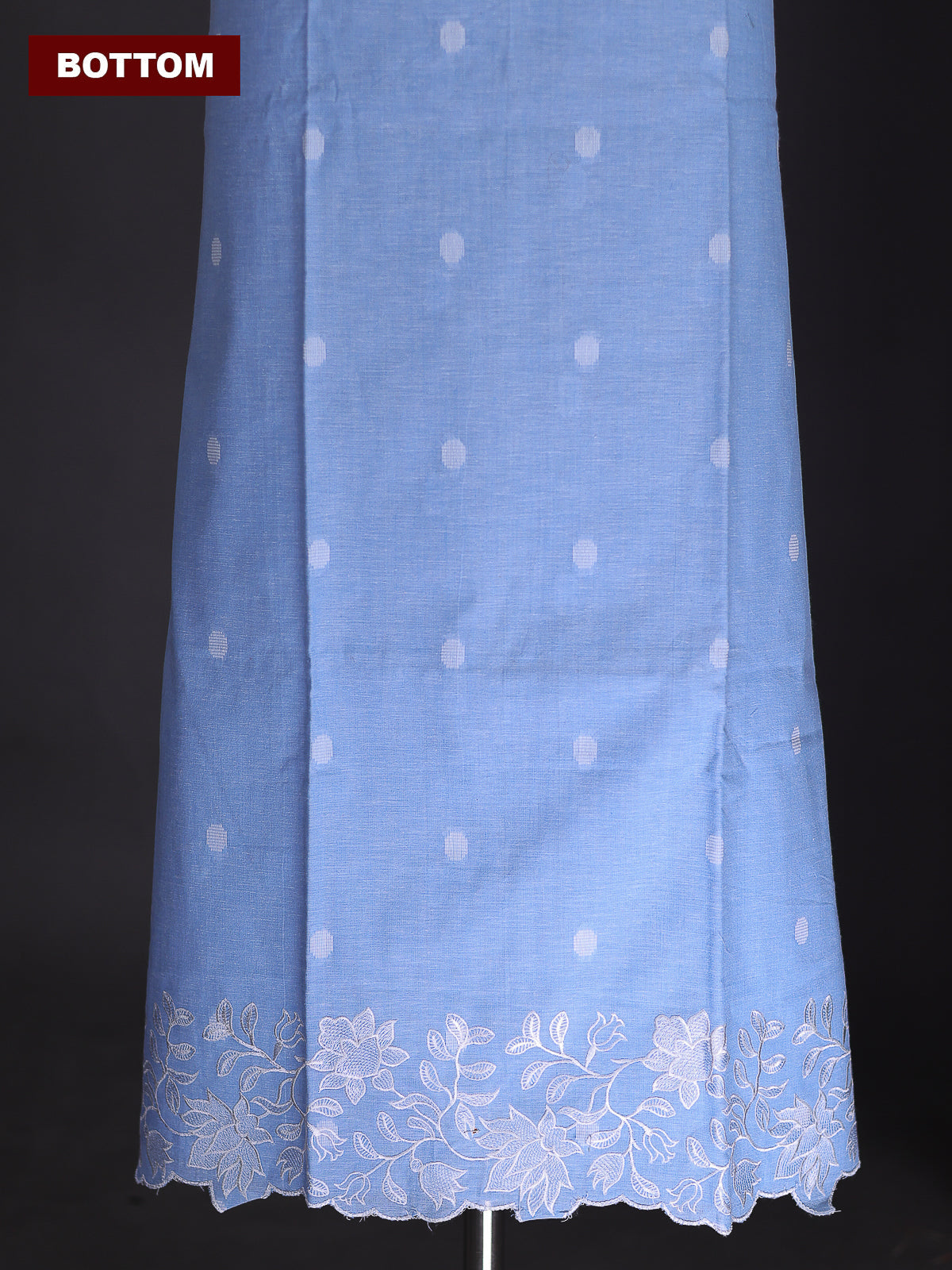Light Blue Cotton Dress Material With Thread Buttas & Embroidery Work Neck Pattern