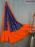 Ikat cotton dupatta blue and mango yellow with allover ikat weaves