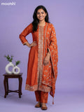 Orange Semi Tussar Sequin Work Neck Pattern Anarkali Suit