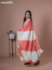 Modal readymade salwar suit peach orange with allover prints & embroidery work neck pattern and straight cut pant & chiffon dupatta