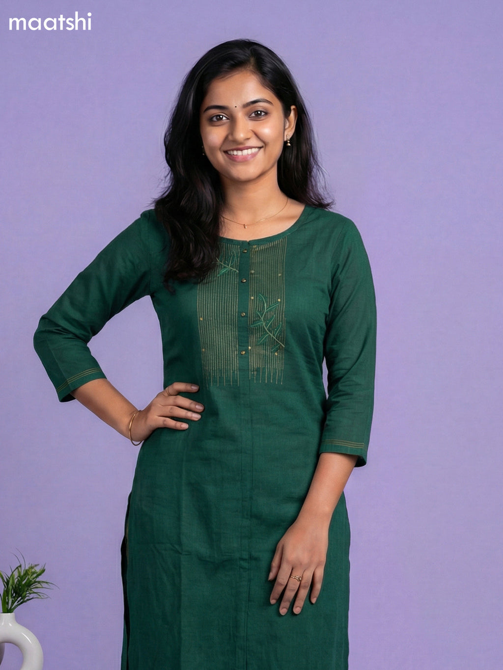 Green and Mehendi Green Rayon Embroidery Work Kurti Set