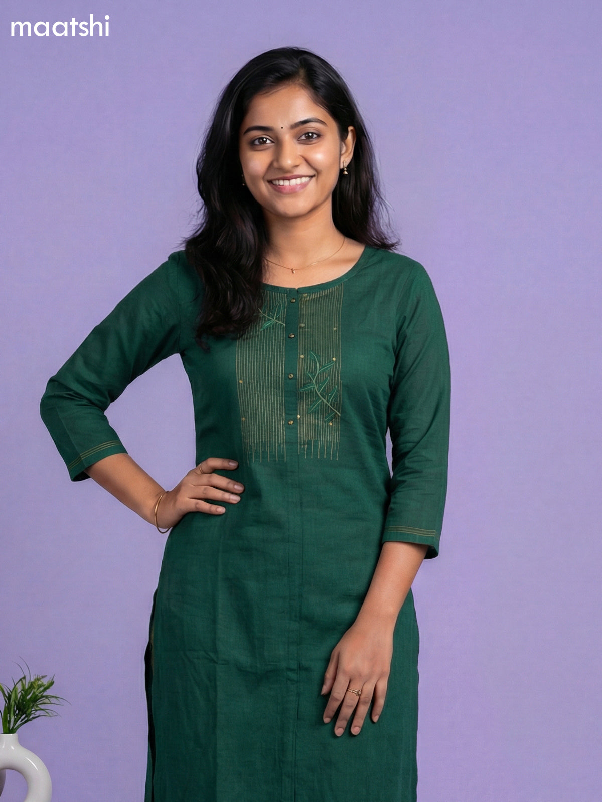 Green and Mehendi Green Rayon Embroidery Work Kurti Set