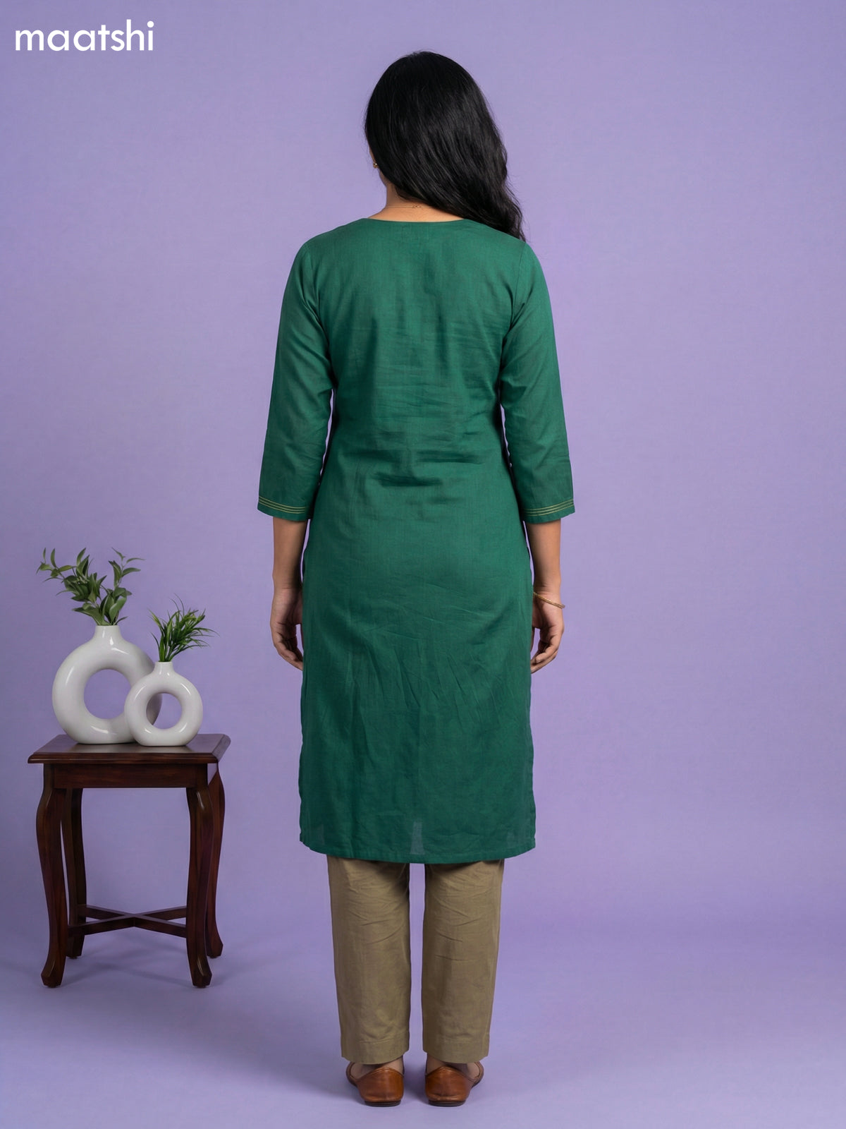 Green and Mehendi Green Rayon Embroidery Work Kurti Set