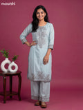 Pastel Blue Cotton Floral Printed Kurti Set