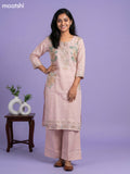 Mild Peach Cotton Floral Printed Kurti Set