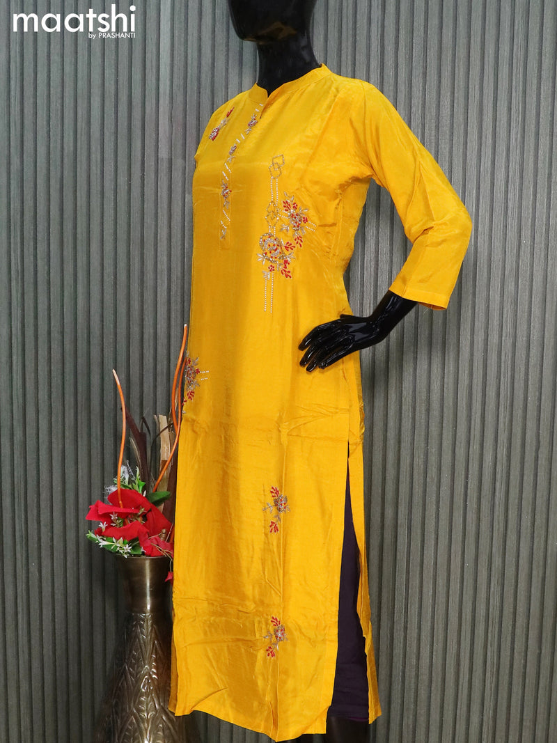Muslin readymade party wear salwar suits yellow with allover embroidery work and straight cut pant & sequin work dupatta