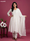 Off White Mul Chanderi Embroidery Work Anarkali Suit
