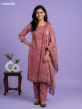 Dark Peach Crepe Silk Printed & Embroidery Work Straight Suit