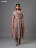 Pastel Brown Mul Chanderi Embroidery Work Anarkali Suit