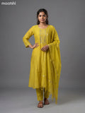 Mustard Yellow Mul Chanderi Embroidery Work Anarkali Suit