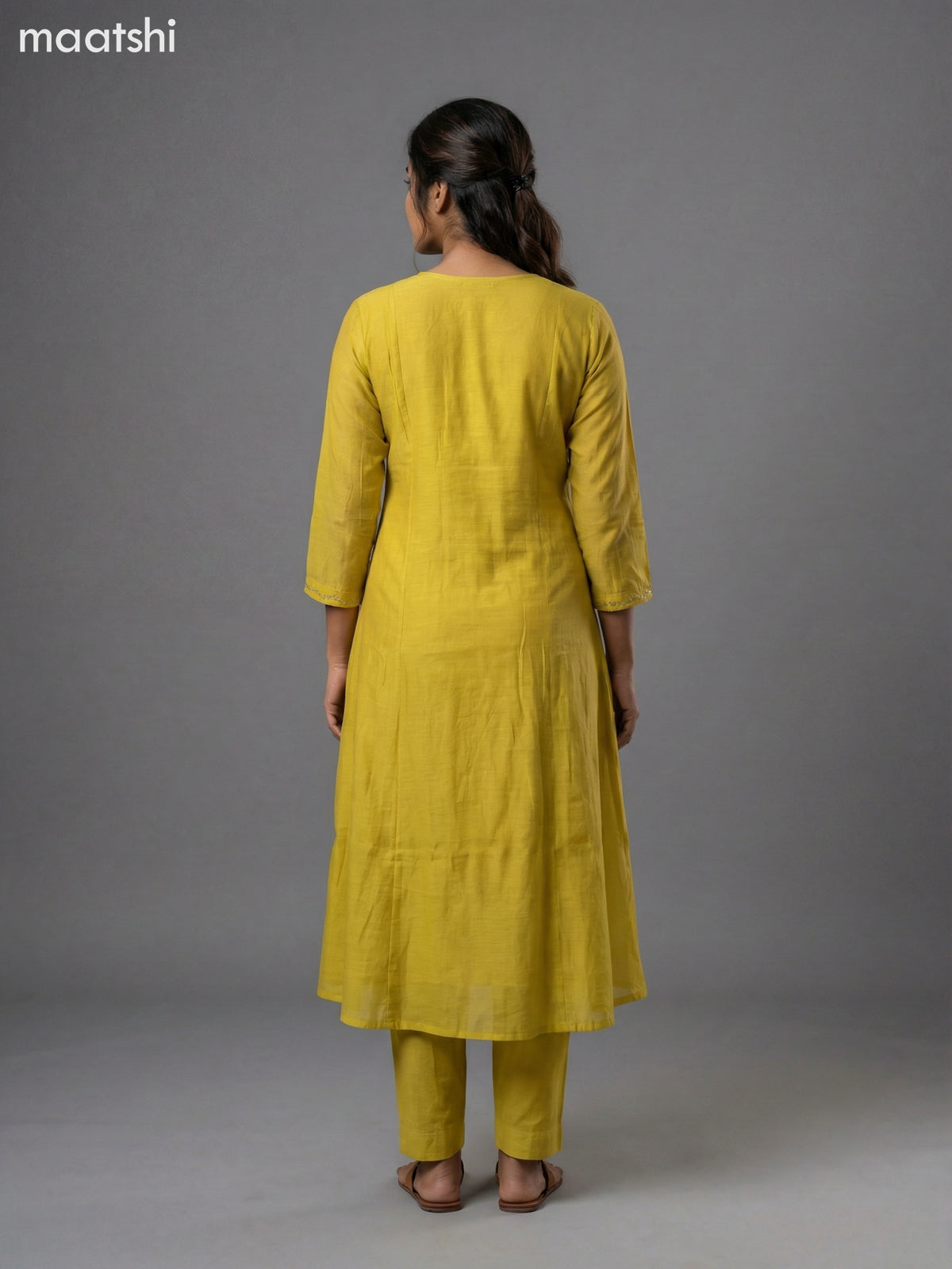 Mustard Yellow Mul Chanderi Embroidery Work Anarkali Suit