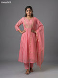 Peach Shade Mul Chanderi Embroidery Work Anarkali Suit