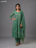 Green Shade Mul Chanderi Embroidery Work Anarkali Suit