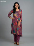 Wine Shade Rayon Thread Embroidery & Mirror Work Straight Suit