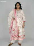 Cream Crepe Silk Floral Printed Long Anarkali Suit