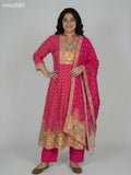 Pink Crepe Silk Printed Long Anarkali Suit