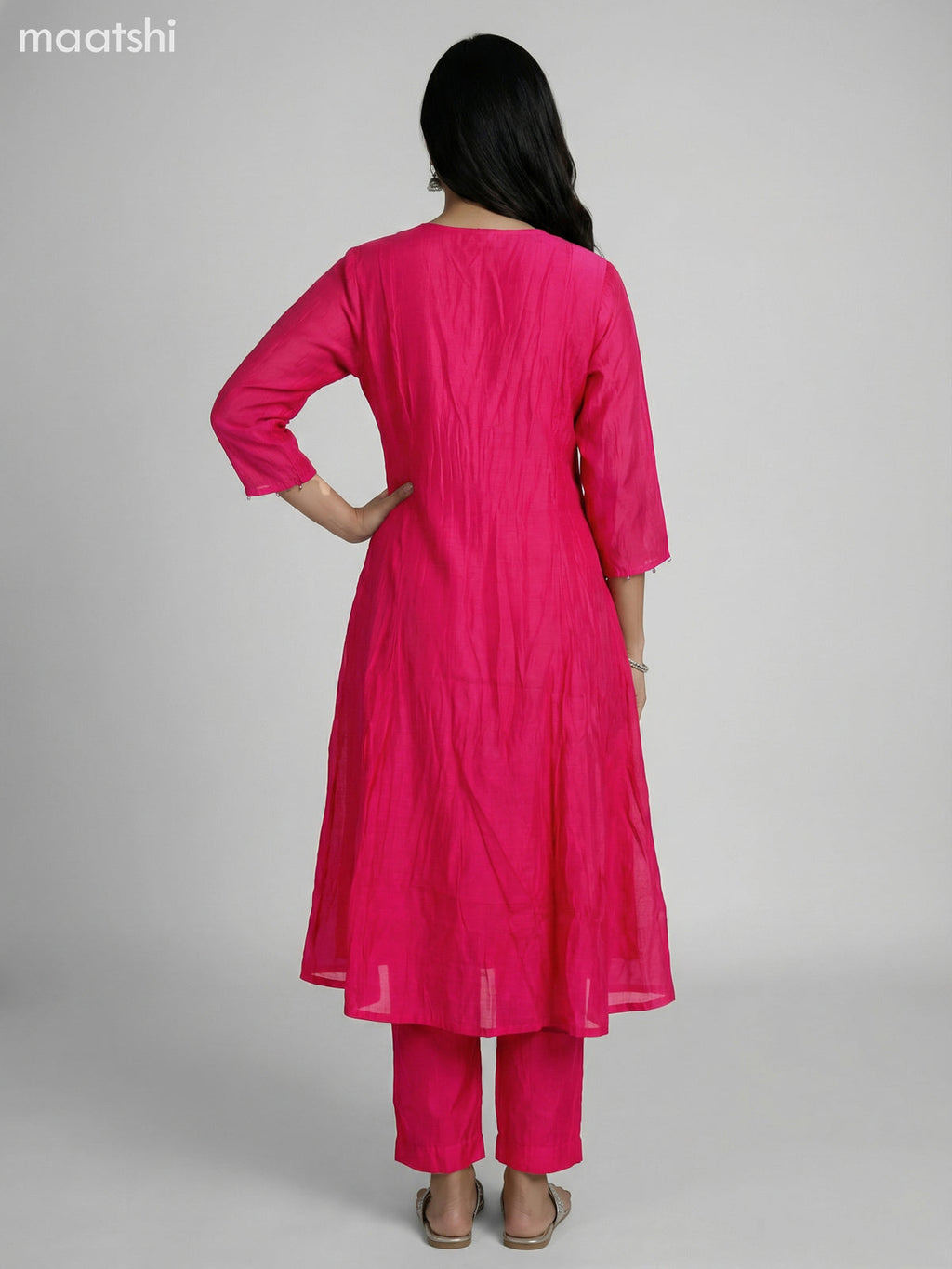 Pink Chanderi Embroidery Work Anarkali Suit