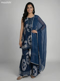 Peacock Blue Rayon Floral Printed Short Anarkali Suit