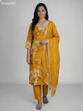 Mustard Shade Tissue Kalamkari Printed Straight Suit