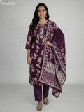 Deep Maroon Semi Silk Floral Printed & Embroidery Work Straight Suit Straight Cut Pant