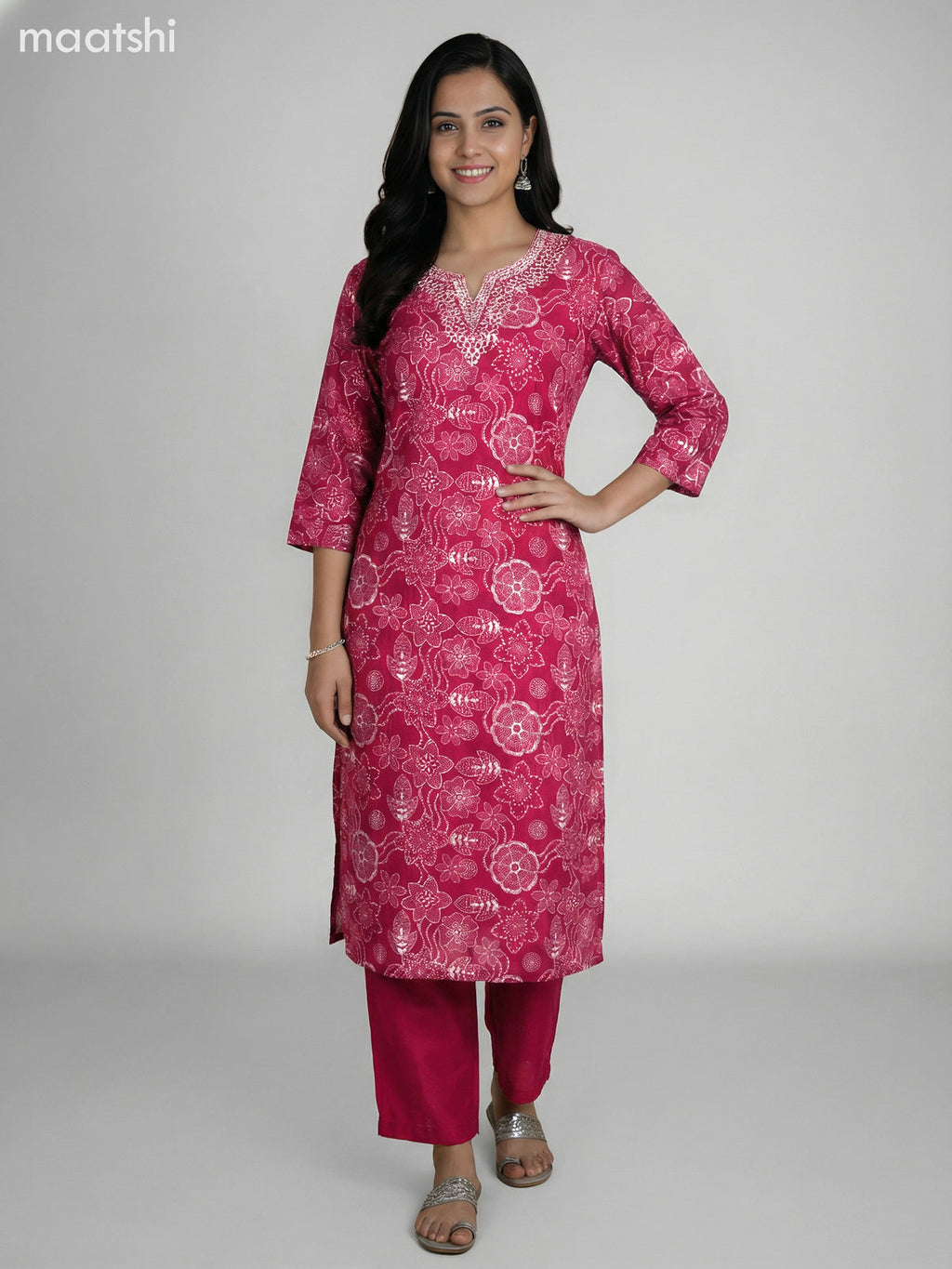 Peacock Blue Semi Silk Floral Printed & Embroidery Work Straight Suit Straight Cut Pant