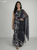 Black Rayon Floral Printed Short Anarkali Suit