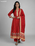 Red Crepe Silk Printed Long Anarkali Suit