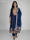 Peacock Blue Crepe Silk Printed Long Anarkali Suit