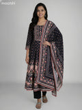 Black Crepe Silk Floral Printed Long Anarkali Suit