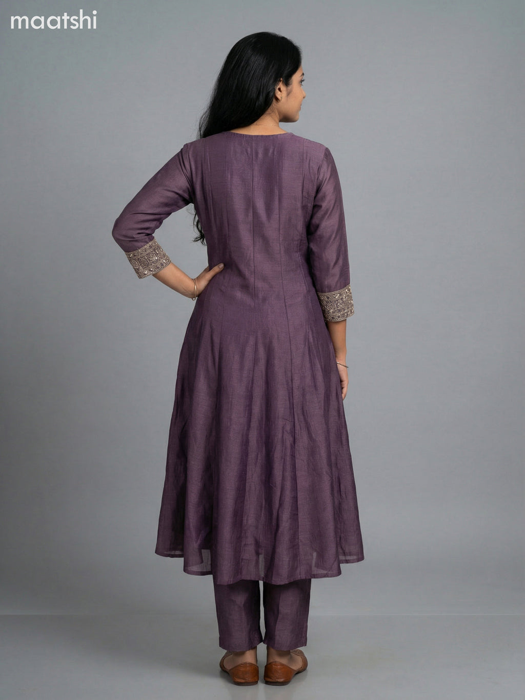 Rosy Brown Semi Tussar Sequin Work Anarkali Suit