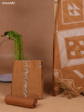 Dark Sandal Munga Cotton Dress Material With Kantha Stitch Work and Bottom & Dupatta