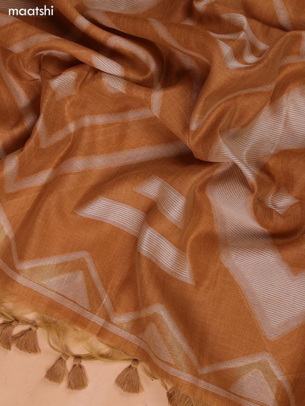 Dark Sandal Munga Cotton Dress Material With Kantha Stitch Work and Bottom & Dupatta