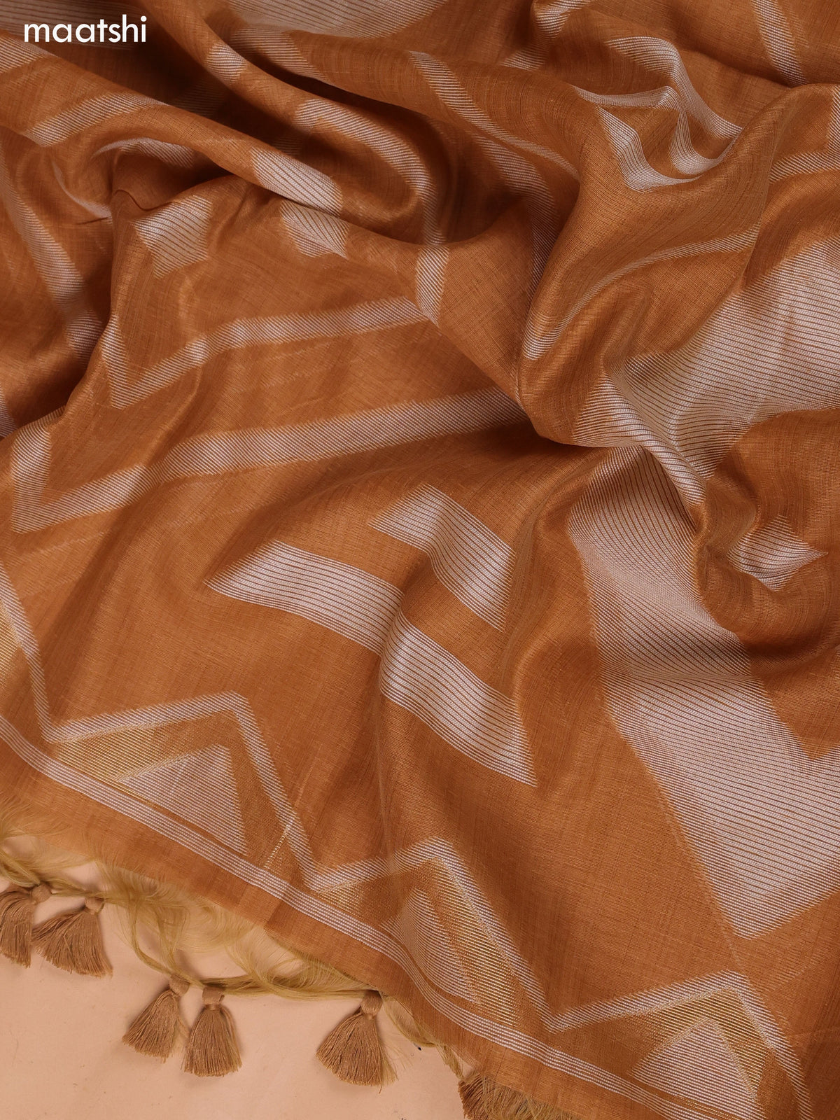 Dark Sandal Munga Cotton Dress Material With Kantha Stitch Work and Bottom & Dupatta