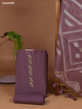 Pastel Purple Munga Cotton Dress Material With Kantha Stitch Work and Bottom & Dupatta