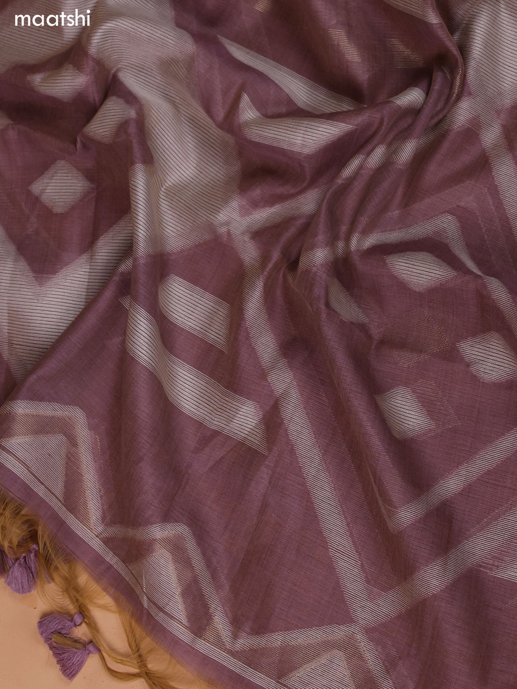 Pastel Purple Munga Cotton Dress Material With Kantha Stitch Work and Bottom & Dupatta