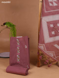 Rosy Brown Munga Cotton Dress Material With Kantha Stitch Work and Bottom & Dupatta