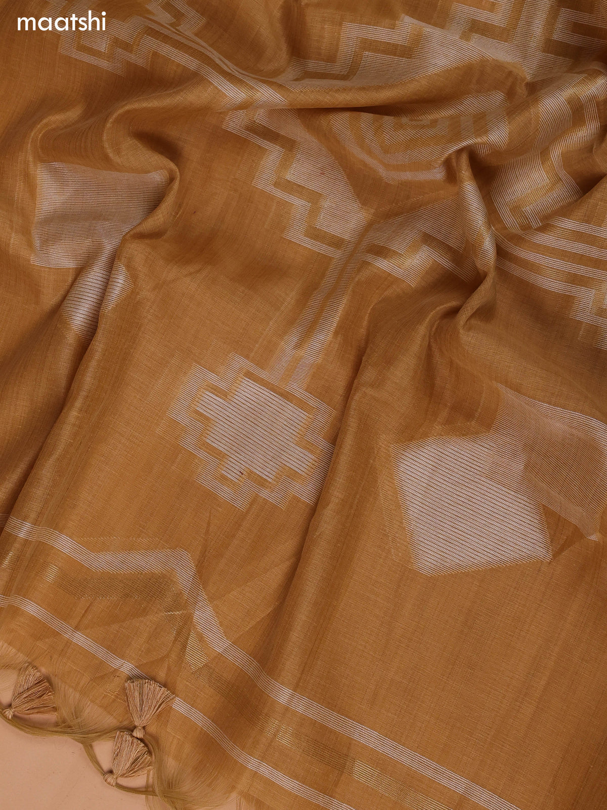 Dark Sandal Munga Cotton Dress Material With Kantha Stitch Work and Bottom & Dupatta