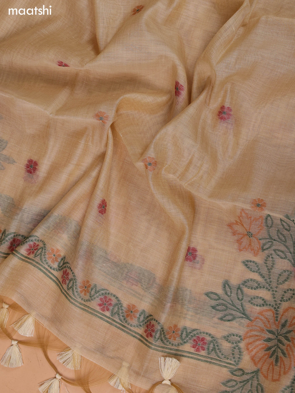 Sandal Munga Cotton Dress Material With Thread Weaves Neck Pattern and Bottom & Dupatta